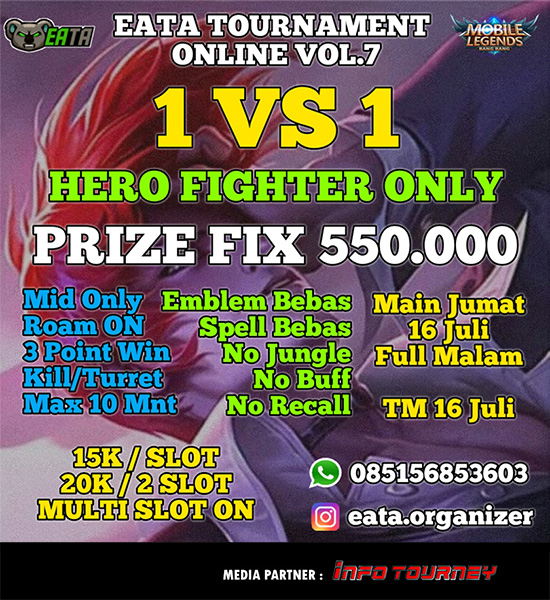 turnamen ml mlbb mole mobile legends juli 2021 eata 1vs1 fighter season 7 poster
