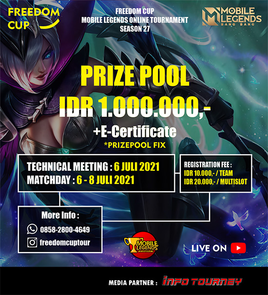 turnamen ml mlbb mole mobile legends juli 2021 freedom cup season 27 poster