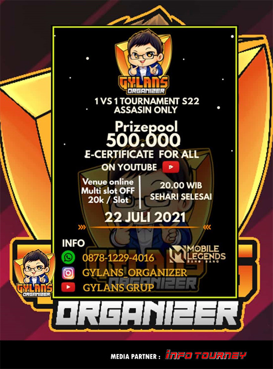 turnamen ml mlbb mole mobile legends juli 2021 gylans 1vs1 season 22 poster