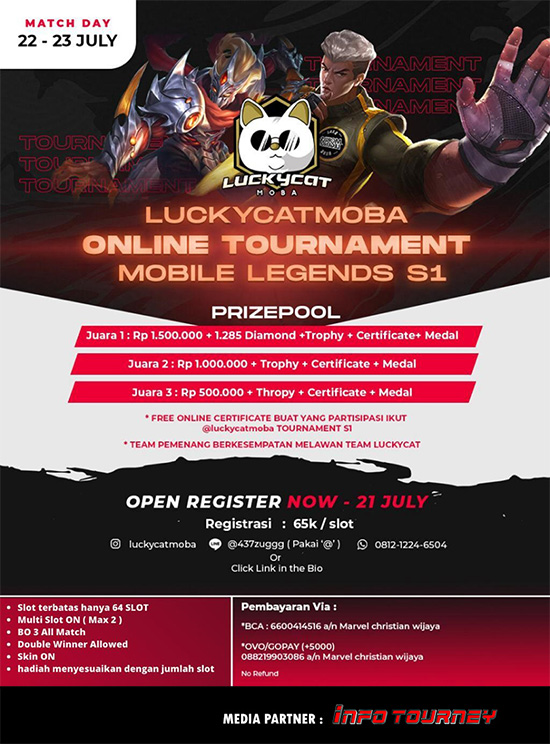 turnamen ml mlbb mole mobile legends juli 2021 lucky cat moba season 1 poster 1