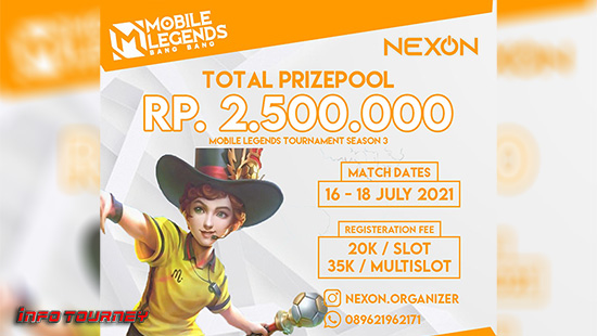 turnamen ml mlbb mole mobile legends juli 2021 nexon season 3 logo