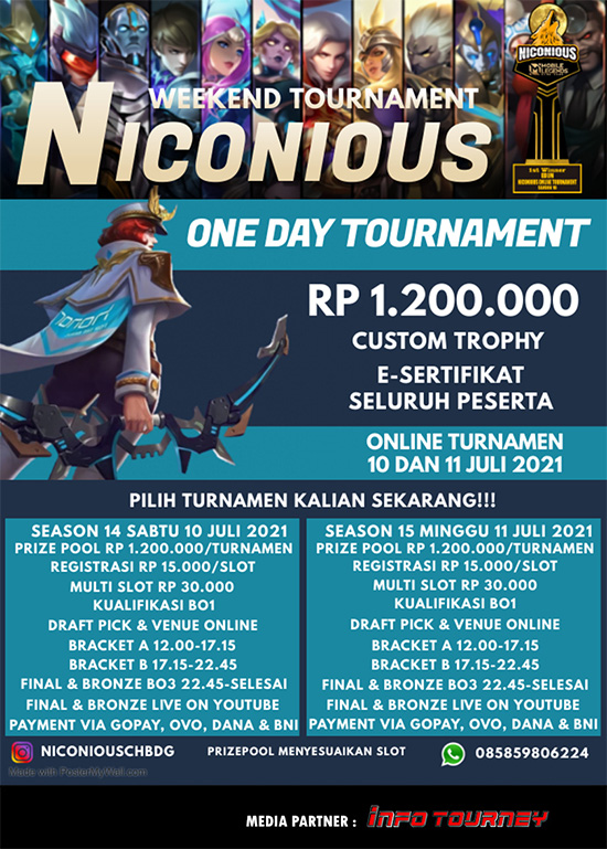 turnamen ml mlbb mole mobile legends juli 2021 niconious weekly tour poster