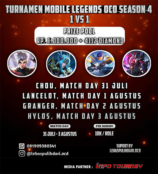 turnamen ml mlbb mole mobile legends juli 2021 ocd 1vs1 season 4 poster