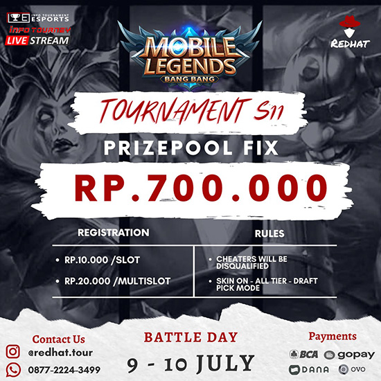 turnamen ml mlbb mole mobile legends juli 2021 redhat season 11 poster