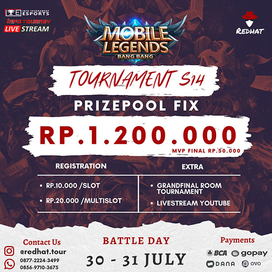 turnamen ml mlbb mole mobile legends juli 2021 redhat season 14 poster