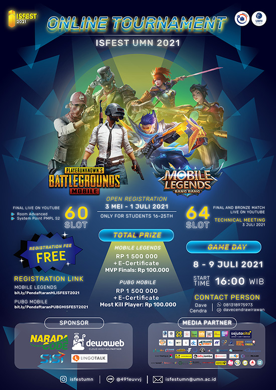 turnamen ml mlbb mole mobile legends juli 2021 isfest umn 2021 poster