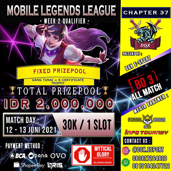 turnamen ml mlbb mole mobile legends juni 2021 dgx esport season 37 week 2 poster