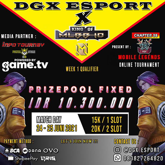 turnamen ml mlbb mole mobile legends juni 2021 dgx esport season 38 week 1 poster