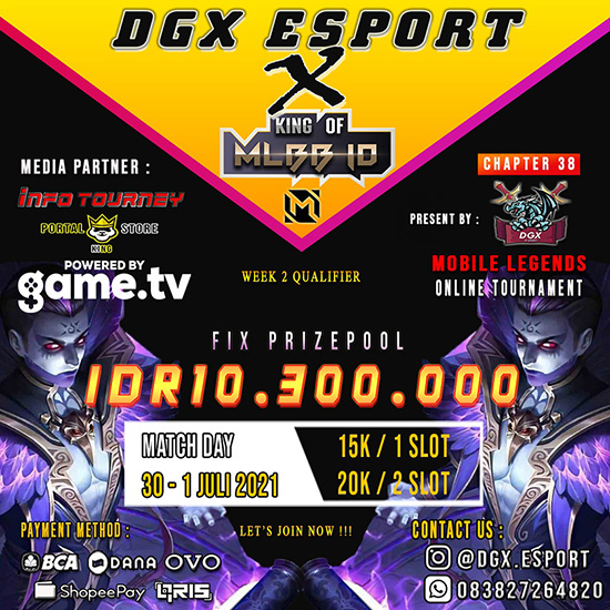 turnamen ml mlbb mole mobile legends juni 2021 dgx esport season 38 week 2 poster