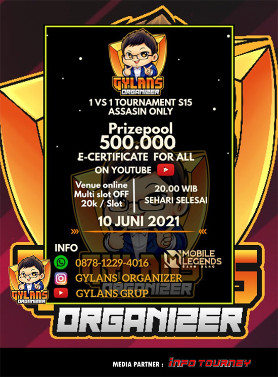 turnamen ml mlbb mole mobile legends juni 2021 gylans 1vs1 season 15 poster