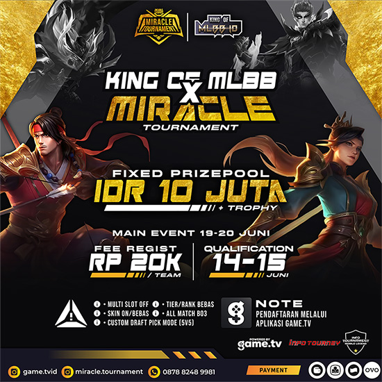 turnamen ml mlbb mole mobile legends juni 2021 miracle x king of mlnn season 9 poster