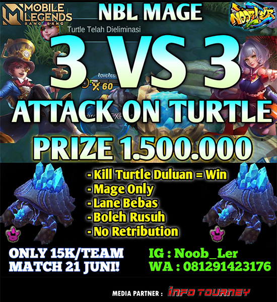 turnamen ml mlbb mole mobile legends juni 2021 noobler attack on turtle poster