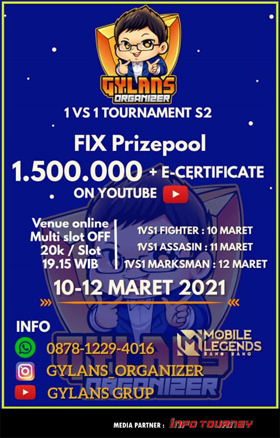 turnamen ml mlbb mole mobile legends maret 2021 gylans 1vs1 season 2 poster