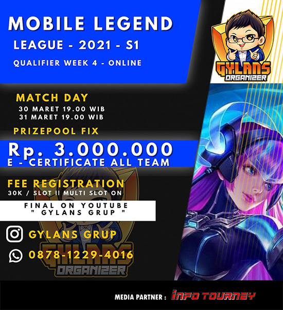 turnamen ml mlbb mole mobile legends maret 2021 gylans league season 1 week 4 poster