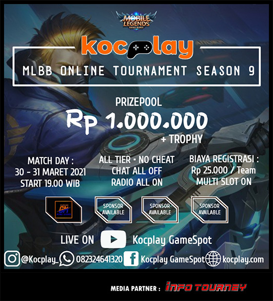 turnamen ml mlbb mole mobile legends maret 2021 kocplay season 9 poster