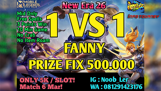 turnamen ml mlbb mole mobile legends maret 2021 noobler season 26 1vs1 fanny logo