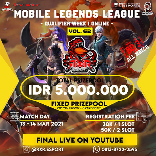 turnamen ml mlbb mole mobile legends maret 2021 rxr season 62 week 1 poster