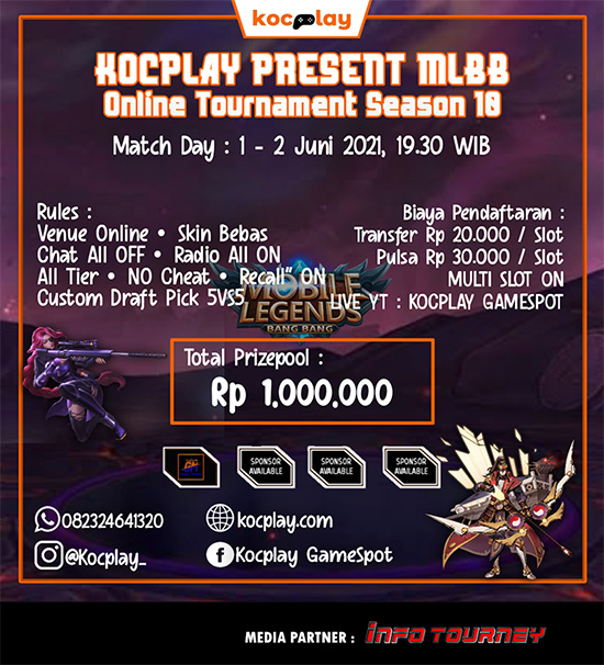 turnamen ml mlbb mole mobile legends juni 2021 kocplay season 10 poster