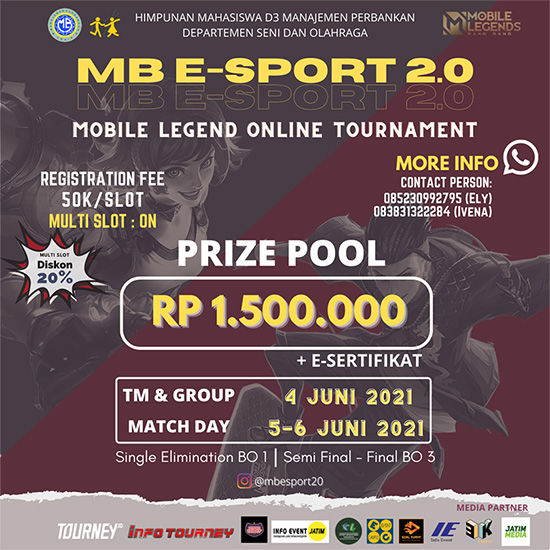 turnamen ml mlbb mole mobile legends juni 2021 mb esport 2 0 poster