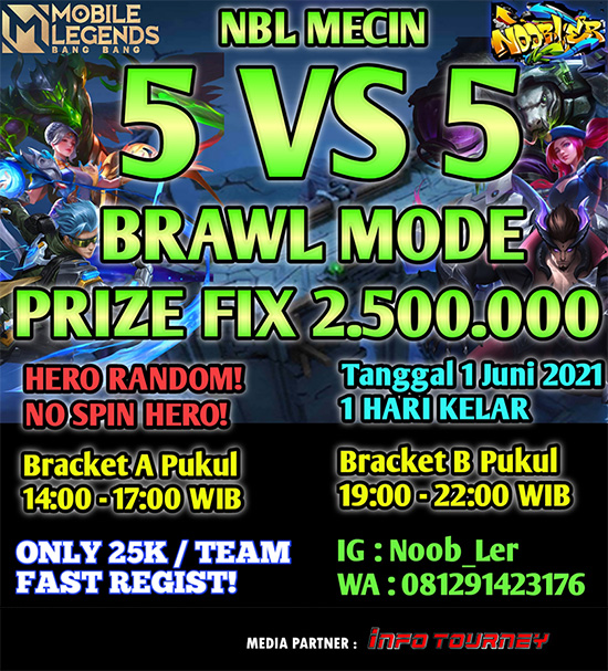 turnamen ml mlbb mole mobile legends juni 2021 noobler 5vs5 brawl poster