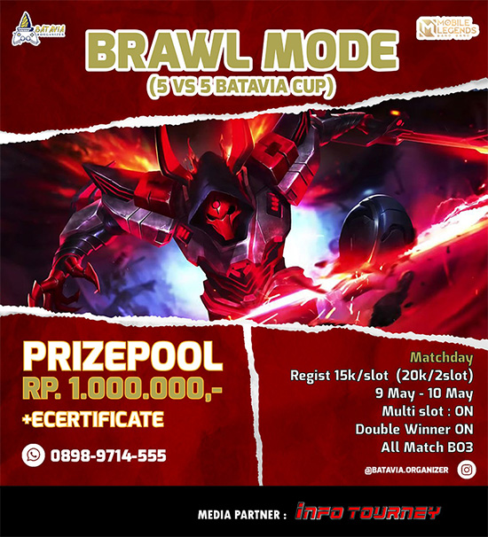 turnamen ml mlbb mole mobile legends mei 2021 batavia cup brawl 5vs5 poster