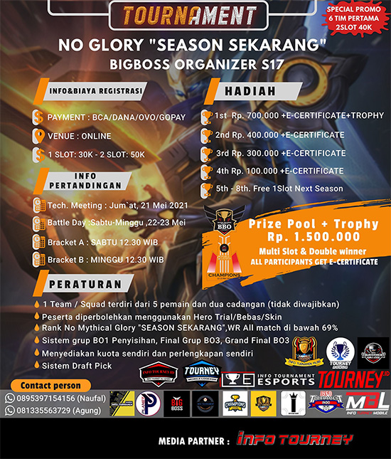 turnamen ml mlbb mole mobile legends mei 2021 bigboss season 17 no mythic glory poster