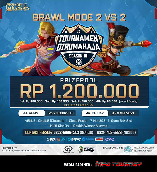turnamen ml mlbb mole mobile legends mei 2021 brawl 2vs2 dirumahaja season 10 poster