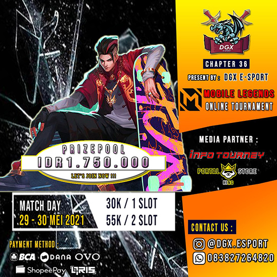 turnamen ml mlbb mole mobile legends mei 2021 dgx esport season 36 poster