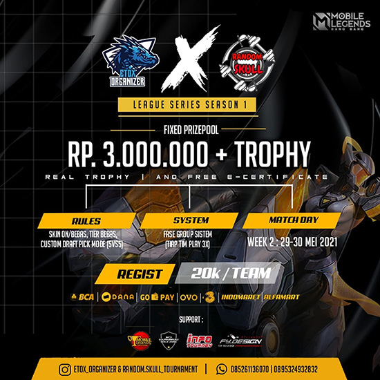 turnamen ml mlbb mole mobile legends mei 2021 etox x random skull league season 1 week 2 poster