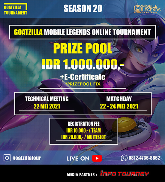 turnamen ml mlbb mole mobile legends mei 2021 goatzilla season 20 poster