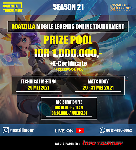 turnamen ml mlbb mole mobile legends mei 2021 goatzilla season 21 poster
