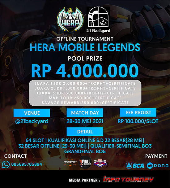 turnamen ml mlbb mole mobile legends mei 2021 hera x 21 backyard poster