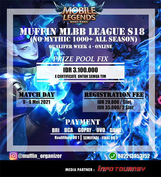 turnamen ml mlbb mole mobile legends mei 2021 muffin league season 18 week 4 poster