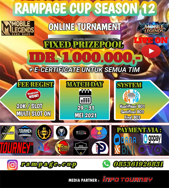turnamen ml mlbb mole mobile legends mei 2021 rampage cup season 12 poster 1