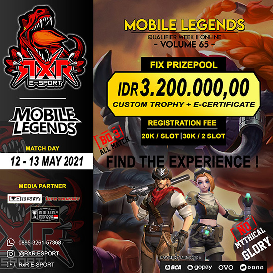 turnamen ml mlbb mole mobile legends mei 2021 rxr season 65 week 2 poster