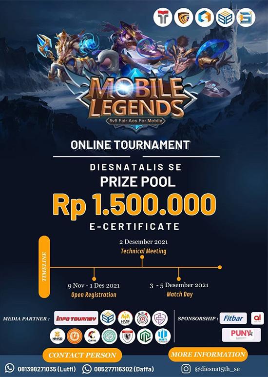 turnamen ml mlbb mole mobile legends desember 2021 diesnatalis se poster