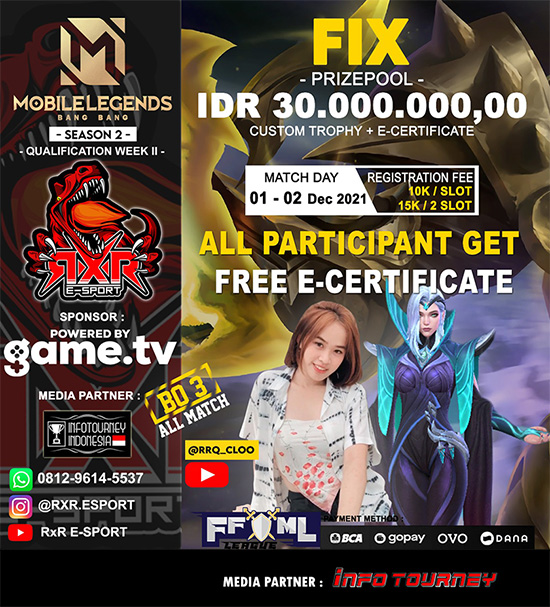 turnamen ml mlbb mole mobile legends desember 2021 king of mlbb x rxr esport season 2 week 2 poster