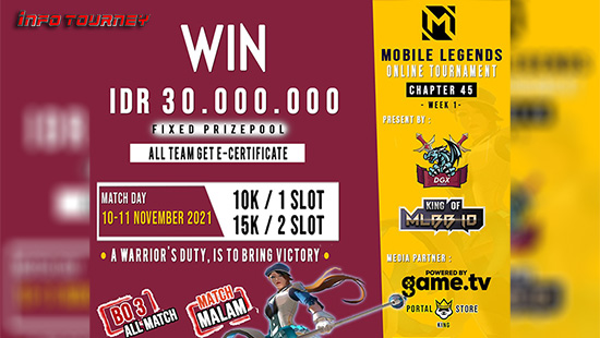 turnamen ml mlbb mole mobile legends november 2021 dgx esport x king of mlbb 45 week 1 logo