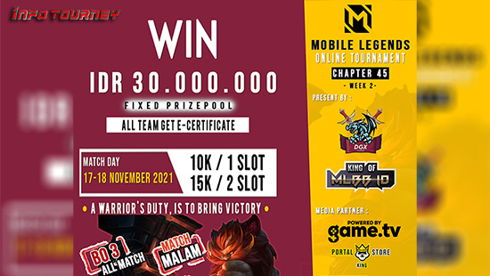 turnamen ml mlbb mole mobile legends november 2021 dgx esport x king of mlbb 45 week 2 logo