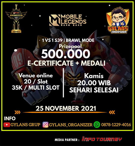 turnamen ml mlbb mole mobile legends november 2021 gylans 1vs1 season 39 poster