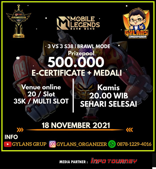 turnamen ml mlbb mole mobile legends november 2021 gylans 3vs3 season 38 poster