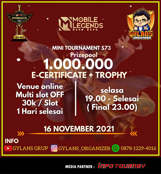 turnamen ml mlbb mole mobile legends november 2021 gylans mini season 73 poster