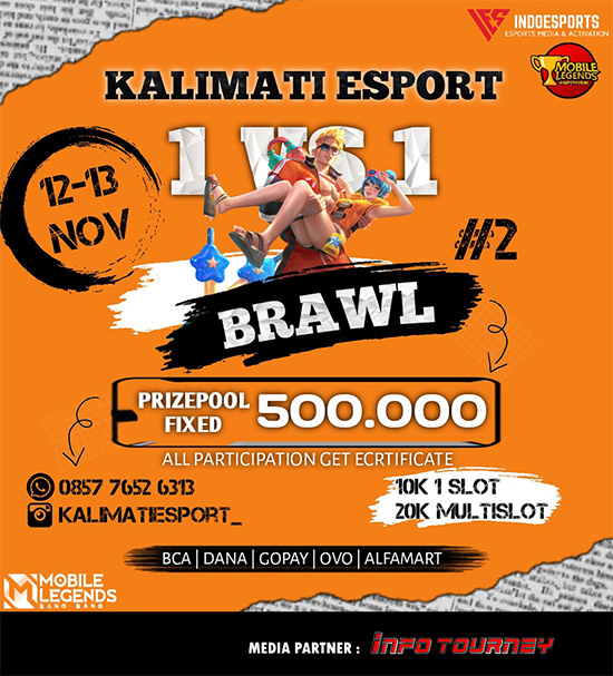 turnamen ml mlbb mole mobile legends november 2021 kalimati esport 1vs1 brawl season 2 poster