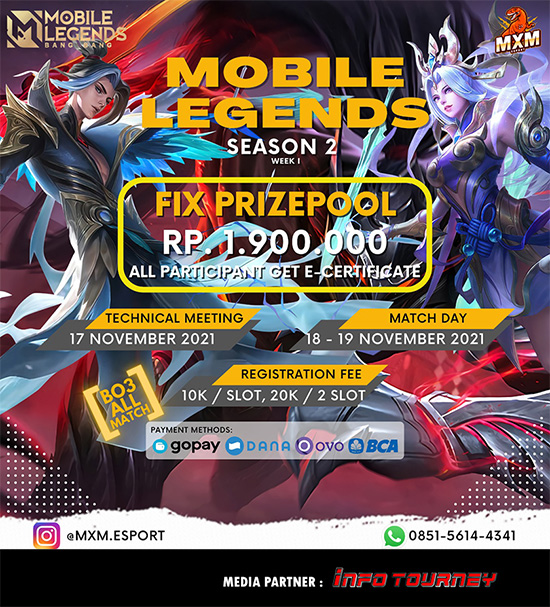 turnamen ml mlbb mole mobile legends november 2021 mxm esport season 2 poster