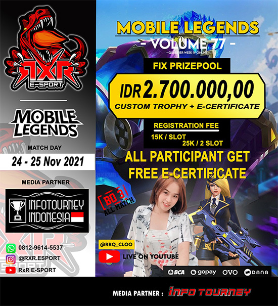 turnamen ml mlbb mole mobile legends november 2021 rxr esport season 77 week 4 poster