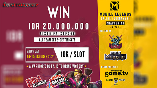 turnamen ml mlbb mole mobile legends oktober 2021 dgx esport x king of mlbb chapter 43 week 2 logo