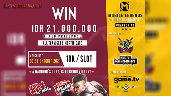 turnamen ml mlbb mole mobile legends oktober 2021 dgx esport x king of mlbb chapter 43 week 3 logo