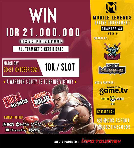 turnamen ml mlbb mole mobile legends oktober 2021 dgx esport x king of mlbb chapter 43 week 3 poster