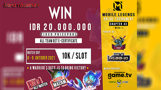 turnamen ml mlbb mole mobile legends oktober 2021 dgx esport x king of mlbb logo