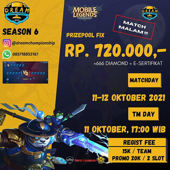 turnamen ml mlbb mole mobile legends oktober 2021 dream championship season 6 poster